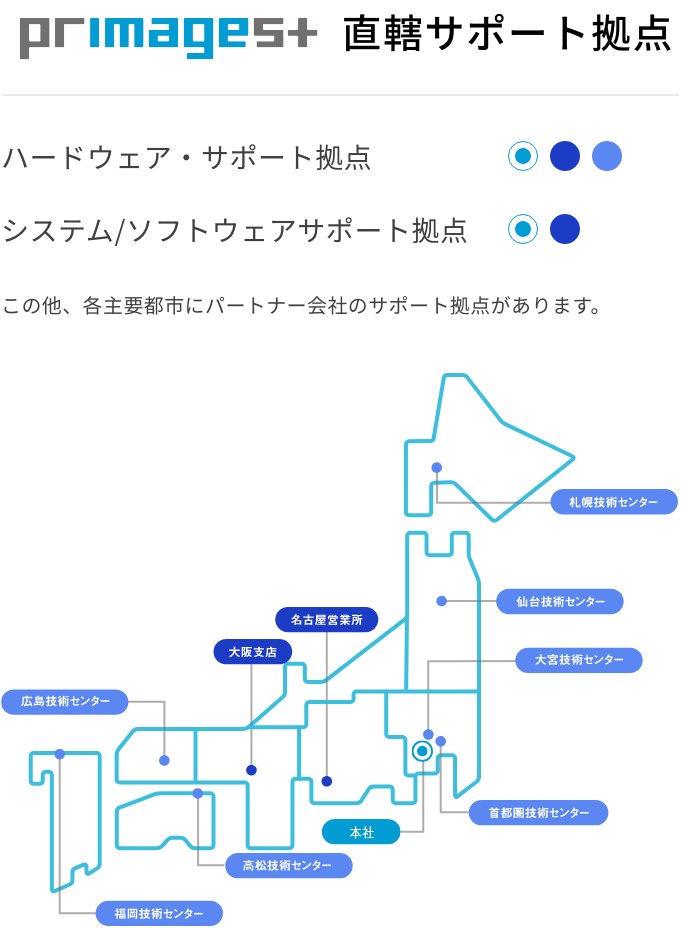 札幌技術センター 仙台技術センター 大宮技術センター 首都圏技術センター 本社 名古屋営業所 大阪支店 高松技術センター 福岡技術センター 広島技術センター